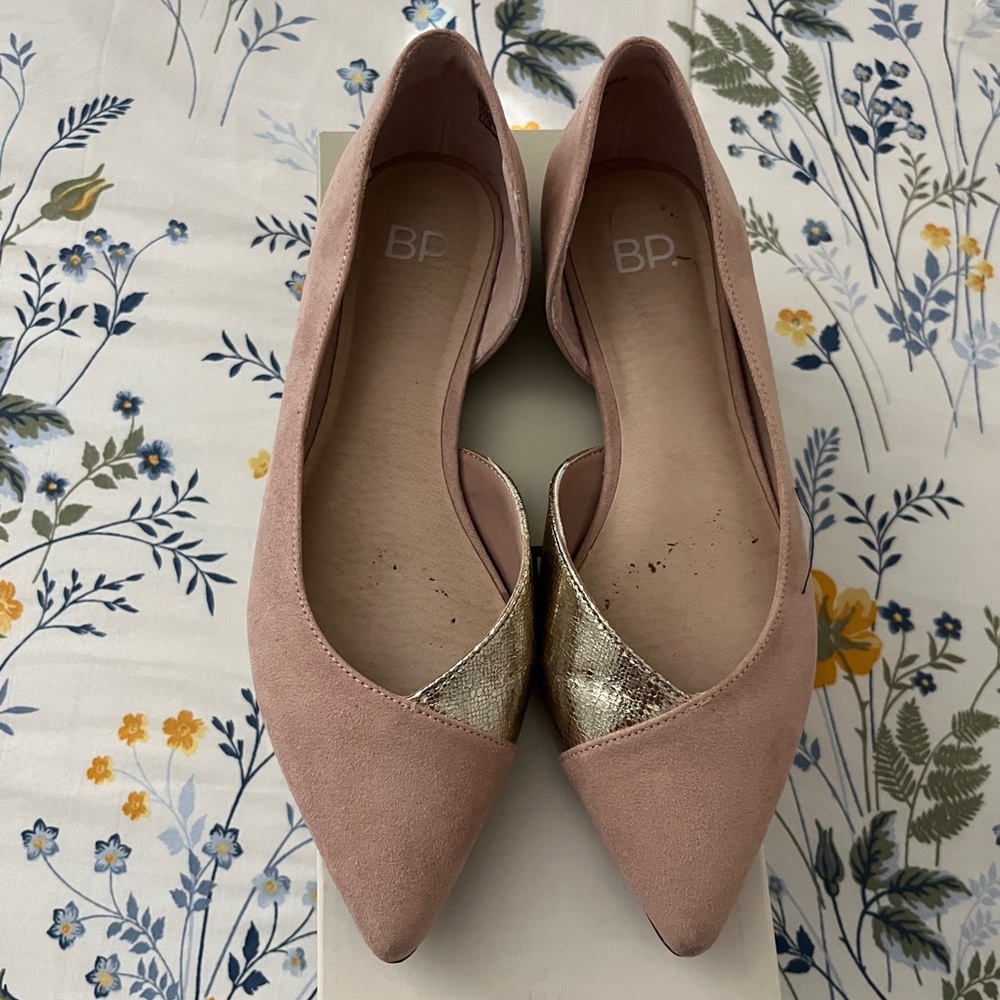 BP Blush Faux Suede w/ Gold Detailing Flats - Size 5.5